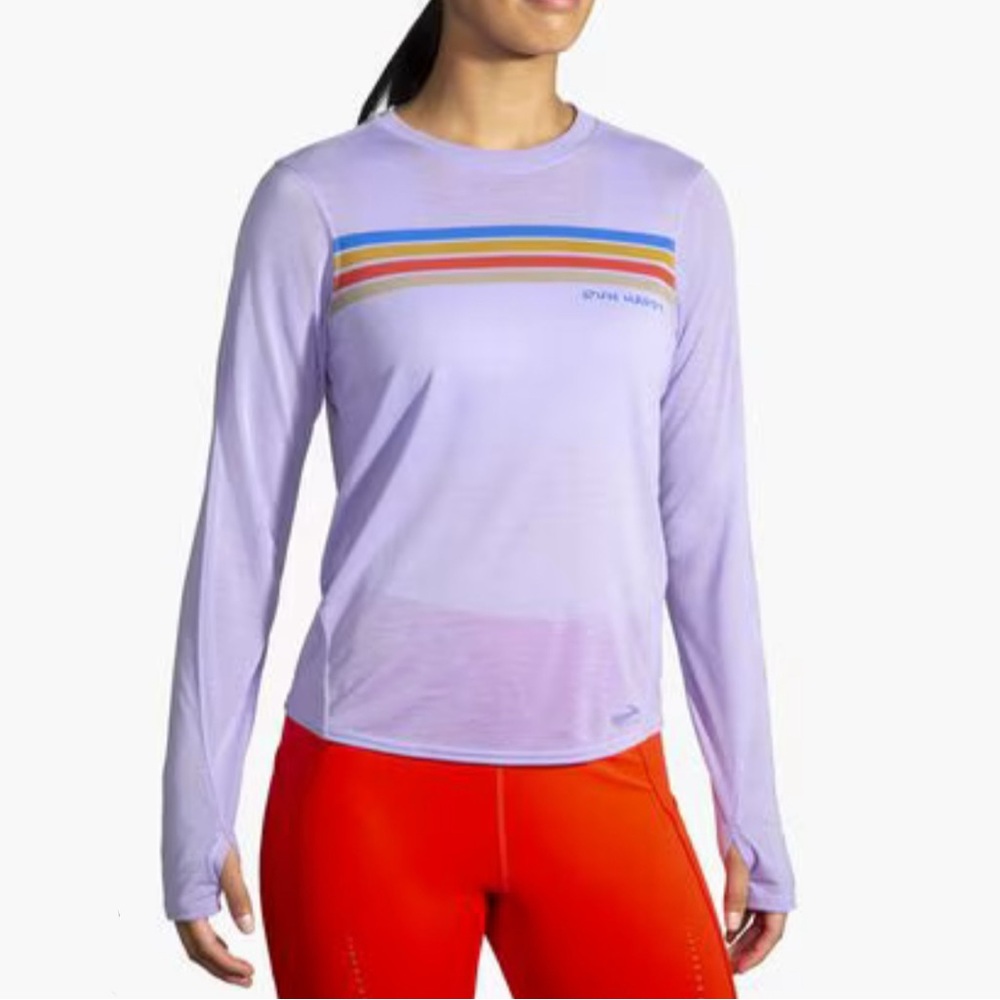 💫Brooks Women’s Distance Graphic Long Sleeve, XS, Purple, EUC
